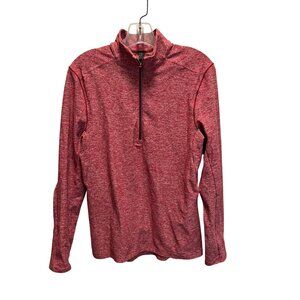 Lululemon Red Heathered Long Sleeve Half-Zip Pullover Shirt With Side Pocket